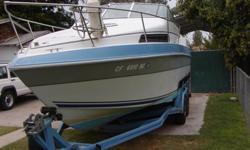 Large cabin with refrigerator, shower, sink, bimini top and trailer. single I/0 outdrive w/5.8 ford. 282 hours