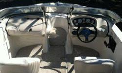 This is a very clean glasstron! maybe 40 hours always garaged. It has a new bimimi top and new music system. It has a four cylinder but is quick 45 to 50 mph depending on conditions has brand new four propeller, very light boat. vovlo pentia inboard and