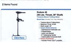 Minn Kota Endura 4040 pounds. thrust, 36" shaft.586-779-9077Listing originally posted at http