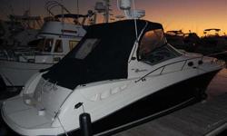 2006 Sea Ray 340 SUNDANCER A fully featured 340 in excellent condition with the upgraded 396 cu. in. engines and a full electronics package - 'Le Soleil Noir' also has the distinctive black hull and matching black canvas - a combination of features and