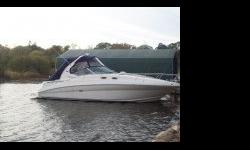 A 2006 sea ray sun dancer with two 375 horsepower mercury engines with 296 hours on each. Full kitchen, sleeps 4 comfortably but can fit 6. 2 TV's with a full bed, pull out couch, removable tables, full bathroom and A/C. custom built MOMO speakers, swim