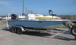 1997 Bay Stealth 2108BS being pushed by a 1997 Yamaha 200hp Pro-V and is sitting on a 2006 Tech Sun all aluminum tandem axle trailer. Currently rigged with the following options and accessories...Eagle fish finder w/sonar, sea star hydraulic steering,