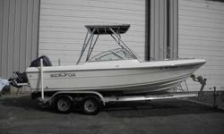 2003 Sea Fox 216 DC Great boat with low hours, fishfinder, onboard battery charger, custom aluminum top. Ready to fish or ski!
For more information please call