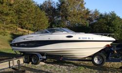 Absolutely mint condition 2 owner 98 Rinker with less than 100 hours. Absolutely awesome sound system with IPOD hookup. Camper top that encloses the entire boat so you can sleep up on the deck. Will do 55MPH flat out. You will not find a nicer boat for