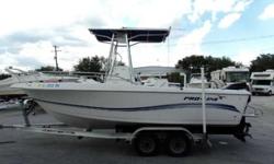 2005 Pro-Line 21 2005 Pro-Line 21 Sport is a center console. Powered with a single Mercury 150XL two stoke with unknown hours. Compression 115, 120, 120/125, 120, 120. Equipped with a marine trailer, T-Top, gauges, bow rail, bench style helm seat and