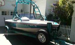 1991 Ski Sanger AWSA Approved Towboat. 2nd owner only 453 total hours. Boat is in near perfect condition. I recently added Proflight wake board tower w/ four Kicker speaker-iPod equipped. Also recently replaced trailer with custom built paint matching,