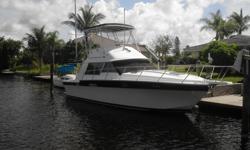 Contact Chris 239-229-57 eight four.This yacht sleeps up to six. Two in the forward berth plus there's a fold out couch and the dinette converts to a bed. It has a stand up enclosed shower, full head and galley. Great boat for all around use, Fish, Cruise