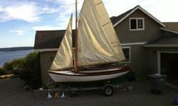 This is the finest example of a Joel White designed Haven 12 1/2. This craftsman built daysailer has only been in the water one time and is ready for years of fun. Cold-molded hull, mahogany trim, coaming and transom; spruce mast and booms. All bronze