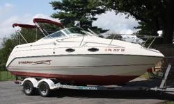 1998 Stingray 240 CS. This 1998 CS 240 has less than 20 hours on the new 5.0 mercruiser engine and out drive installed in 2011. The batteries were replaced in 2012. This comfortable cruiser features a large open cockpit, spacious cabin, galley with sink,