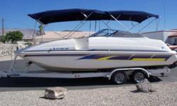 2000 24' Monterey deck boat. 5.7 litre engine, twin s.s. props, double bimini w/screen enclosure, cover. Trailer has new tires. This is a clean good running boat, $18,500 928-706-0885 I WILL NOT REPLY TO E-MAILS OR TEXTS, IF THIS AD STILL APPEARS IT IS