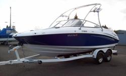 Great family fun boat! This Yamaha can do it all. Lots of seating and storage in this 21ft. boat. Powered by twin Yamaha Jet engines producing 220hp. Great for wakeboarding, tubing, skiing or just about anything else you could want on the water. Very deep