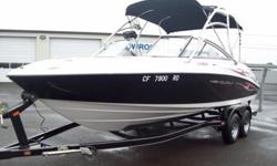 Hard to find high output Yamaha twin jet with 320 horsepower. Beautiful black beauty with factory tower and wakeboard rack. 23 FT open bow with room for 10 or 11. Comes with depth sounder, CD sound package, bimini top, snap in carpeting, and much more.