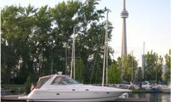 2003 Cruisers Yachts 3870, Immaculate fresh water boat on Lake Ontario with less than 360 hours on the Mercury 8.1S Horizons. We are the original owner of this dealer special boat the last model year with the two stateroom, two head layout with cherry