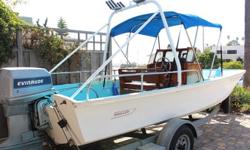 Classic Whaler. Looks and runs great. I have owned it for 40 years.1985 90hp Evinrude.Some of the extras include fish finder, water skis (kids and adults), wakeboards (kids and adults), tube, life jackets, wakeboard tower (easily removable), case of oil,