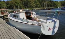 28'LOA, 9'beam, 3' draft. "Sophie". Comfy, easy-to-keep-clean vessel. Was last launched summer of 2014; now on the hard in Orleans MA. Sails are in working condition but forestay (with roller furling job) needs pin replaced. Engine, fuel tank in very good