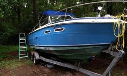 1976 Sea Ray I/O cuddy cabin. Volvo Penta 5.0/Chevy 350 rebuilt in 2012. Shoreland'r easy load trailer with new rollers and new master cylinder for brakes, two new tires. New:Outdrive lift motorBattery and battery wiringRochester quadrajet four-barrel