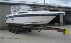 29' Regal Commodore boat with low hour engines, new camper canopy, boat in nice shape, new anchor, marine band radio, 2 new blue bumpers in 2 new stainless steel bumper racks, 2 new engine batteries, 2 new captains chairs, original operators manual, 6 New