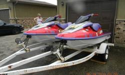 For sale are 2 (two) 1996 Kawasaki ZXI 1100 jet ski. These are family owned bikes. Each bike has around 100 hours of use. They are both well maintained, winterized yearly, and motors run excellent. There are scratches in upper paint, small scrapes in the
