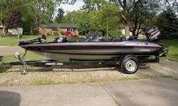 I have a 1997 Stratos 282 DC 18 foot bass boat powered by a 1997 Johnson 150 H.P. FastStrike oil injected motor that pushes the boat to 60m.p.h. with no problem!! The boat is equipped with a Johnson high thrust 24 volt trolling motor, two livewells with