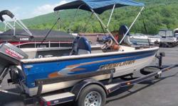 Just in time for summer! A very nice deep vee side console, ready to fish. This one powered by a 1999 Johnson, 50hp two stroke outboard, oil injected, power trim, motor support bar, large bow livewell, port side rod locker, mini livewell, bow storage