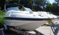 Very clean, loaded and in excellent condition 1999 Chaparral 233 Sonesta Deck boat for sale. This 23 foot deck boat has it all including pump out porta potti, bow and cockpit filler cushions, table, fresh water system, docking lights, covers, new snap in