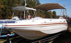 Super clean 04 Hurricane GS 232 23 foot deck boat loaded with options and only 105 hours on Volvo 5.0 GXI 270hp motor with Duo Prop outdrive! This boat is in fantastic condition inside and out!!! It has a fresh water system, dual driver's seat, full