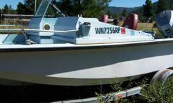 16ft McKee Craft 90hp Evinrude outboard motor, EZ load trailer. Open bow. Runs but wont go above trolling so the engine needs work. The passenger side windshield is gone. Registered and title. Asking $1000 will take best offer. 509-258-four zero85