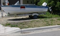 AFFORDABLE boating for SAFE family "FUN",fishing ect !
(NOT MY BOAT)
MILES ? N/A !!!!!
extra deep Aluminum V hull, with trailer !
85 h Johnson, Had running last week, 6/5/12, New battery, lower drive rebuilt two years ago , drive oil drained & refilled