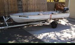 14' aluminum Starcraft for sale. This boat has no holes and is is nice condition. It have a Nissan 5 motor. The motor has not been used in year and start up with only 3 cranks. Almost perfect condition. This sale aslo comes with the boat trailer. Two