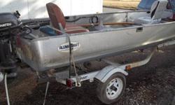 14 foot Alumacraft boat , like new 9.9 tohatsu 2 stroke outboard motor and spartan trailer. Includes anchor , seats , oars new license. Runs great & ready go 952-955-3196