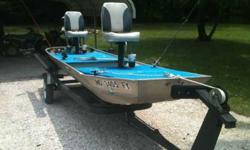 This is a 14 ft. x 48 in. Aluminum John boat. We have installed decks and nice seats. Boat is licenced and legal. Giving away the trailer due to no title. Includes everything you need to get out on the water fishing. It's a great little boat. We call it a