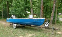 This is an Alumacraft boat that includes - trailer, Mercury motor, trolling motor, gas can, boat cushions, oars, etc. It's ready to go for your summer fishing. Owner is located in New Carlisle/Hudson Lake, IN. I'm listing this for a family member, whose