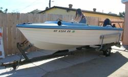 15ft. very clean runs great, new indoor outdoor interior carpet, great for kelp bed, and lobster fishing fun. 65 hp yamaha outboard and trailer, dependable, affordable fun little boat, call (858) 560-8760