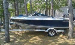 17 foot. Mercruiser 170 hp I/O motor. Lower unit is Mercruiser Alpha One. Radiator cooled. Bowrider. Swim Platform. Snap Canvas Cover. Built in Cooler. Stereo w/CD Player Comes with 1986 Shorelander Trailer Good condition for 1986 boat. Great ski boat for