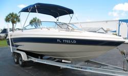 2000 Glastron GX 225 comes standard with SSV hull multi-axial knitted fiberglass construction with a fiberglass floor.Clarion AM/FM Cassette with 4 speakers and a power antenna. Glove box with built-in ice cooler with an overboard drain plug.Powered by a