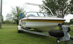 This is a 2000 Malibu Sportster LX open bow. It has just over 400 hours and runs great. Has a Wakeboard tower that will fold down for easy storage. It will come with a boat cover and all accessories to take it straight to the lake. The boat has been well