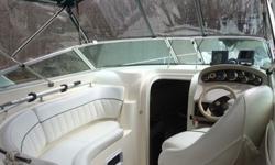 27 foot Rinker 270 Fiesta Vee is for sale and located in Pawcatuck CT. This very clean express cruiser is the pefect weekend getaway cruiser or daytime cruiser. Stepping aboard the boat via the extended swim platform you will see what juat a few extra