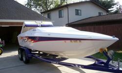 Mercruiser 5.0L MPI 260 Horsepower engine "256 hours". Mercury Mercruiser Alpha one outdrive with Quicksilver Mirage prop. Has Thru Hull Exhaust, Lenco trim tabs, Morse controls, Sony CD player, matching Eagle Tandem Axle trailer, matching snap-on boat