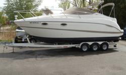 We are offering this 2002 Maxum 2700 SCR. The boat is in great shape and loaded with options!! It is powered by a Mercruiser 6.2 L motor with approx 608 hours & Bravo III outdrive. The tri axle trailer shown is included in the package.Options on the boat