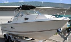 Very nice 2003 Aquasport 215 Explorer walk around boat. This is considered a 21' boat. It is powered by a 200hp yamaha outboard with only 148 hours on it!!!!! The engine also has strong even compression of 120 on all cylinders and runs as it should for a