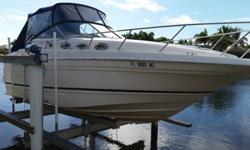 This boat runs and looks brand new , it has 3 sets of canvas covers, a/c, stand up head , 6'2 head clearance in cabin, sleeps 4 , 2 in aft cabin and 2 in vee berth, s/s props, fast tec hull design, front lounge pads, windless, radio, stereo, microwave,