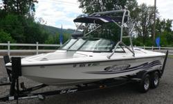 Lewellen Enterprises has a beautiful 1 owner Sanger 21 FT V drive open bow with just 320 hours. Coast guard rated for 10. Wake Edition with factory auto fill center ballast. Perfect Pass cruise control. Pro Flight tower with wake board racks. Custom color