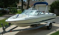 YOU ARE LOOKING AT A 2005 MAXUM 1800 MX BOW RIDER. SHE IS IN EXCELLENT CONDITION AND RUNS OUT GREAT. THE COCKPIT IS USER FRIENDLY AND HAS FULL INSTRUMENTATION. THE UPHOLSTERY IS IN GOOD CONDITION AND THANKS TO THE NO CARPET FLOOR, CLEANING IS A SNAP. THE