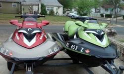 2 2005 Seadoo RXT in very good shape, very few blemishes on both, green ski has a few but nothing major, very low hours and they both start and run perfect, both skiis have covers Sale includes double trailer all lights work and is in great shape. 27 hrs