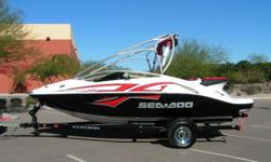 Here is a really desirable Sea Doo Speedster 200 Wake Edition with the optional 430hp Twin Rotax supercharged jet drive engines. We have just had this boat serviced and it has just over 100 hours on it.The boat is quite clean showing a little wear inside