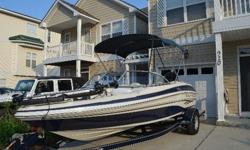 2006 Tahoe Q4 Fish & Ski OB with the following features: 135HP Mercury Optimax DFI outboard Engine (low hours), MotorGuide Trolling Motor (54lb Thrust), Bimini Top, Lowrance Fishfinder, AM/FM Stereo w/ CD and Auxiliary Port, Removable Cushions, Storage