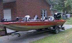 BOAT IS POWERED BY A 2006 75 HP OPTIMAX WITH POWER TRIM AND STAINLESS STEEL PROP. OUTBOARD STILL UNDER FACTORY WARRANTY UNTIL OCTOBER 2011. WILL PUSH THE BOAT ABOUT 40 MPH. WHEN I HAD THE OPTIMAX INSTALLED I HAD A CUSTOM FACTORY DASH INSTALLED THAT