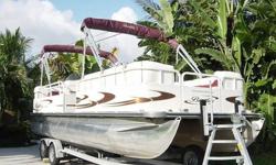 2007 BENTLEY PONTOON BOAT, 4 STROKE 50 HP MERCURY, LESS THAN 10 HOURS, INCLUDES TRAILER.-12 ADULT LIFE JACKETS-2 KIDS LIFE JACKETS-1 OAR (SAFETY REQ)-ALL USCG SAFETY GEAR-FULL BOAT COVER-ENGINE COVER-DOCKING ROPES-ANCHOR WITH ROPE-POP UP CHANGING