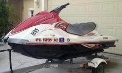 The Jet Ski runs well. There are many scrapes from use. It has a new battery. A Continental trailer is included. as well as a jet ski cover.Made of Fiberglass 10'8" long.Seats 3Each time you look at the fuel gauge on the full featured dash of the VX Sport