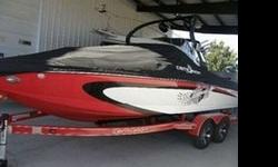 -Includes BoatMate Tandem Axle Trailer with Brakes on both axles, Aluminum Star wheels, swing tongue, LED lights, & prop guard.-Engine: PCM EX343 5.7 MPI Catanium Power Plus V-Drive 343 HP(3-Year Warranty)-Other Options: B2 Surf/Board Racks, Dual Mid Side